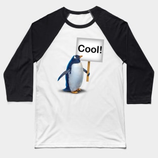 Penguin with Cool Sign Baseball T-Shirt